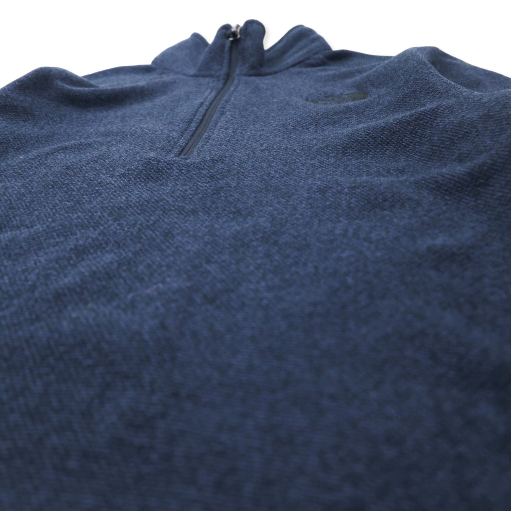 THE NORTH FACE Half Zip Fleece Jacket S Navy Polyester Logo Embroidery