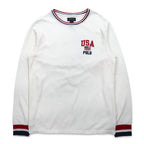 POLO RALPH LAUREN rib line thermal long sleeve T-shirt long TL white tricolor USA POLO stars and stripes