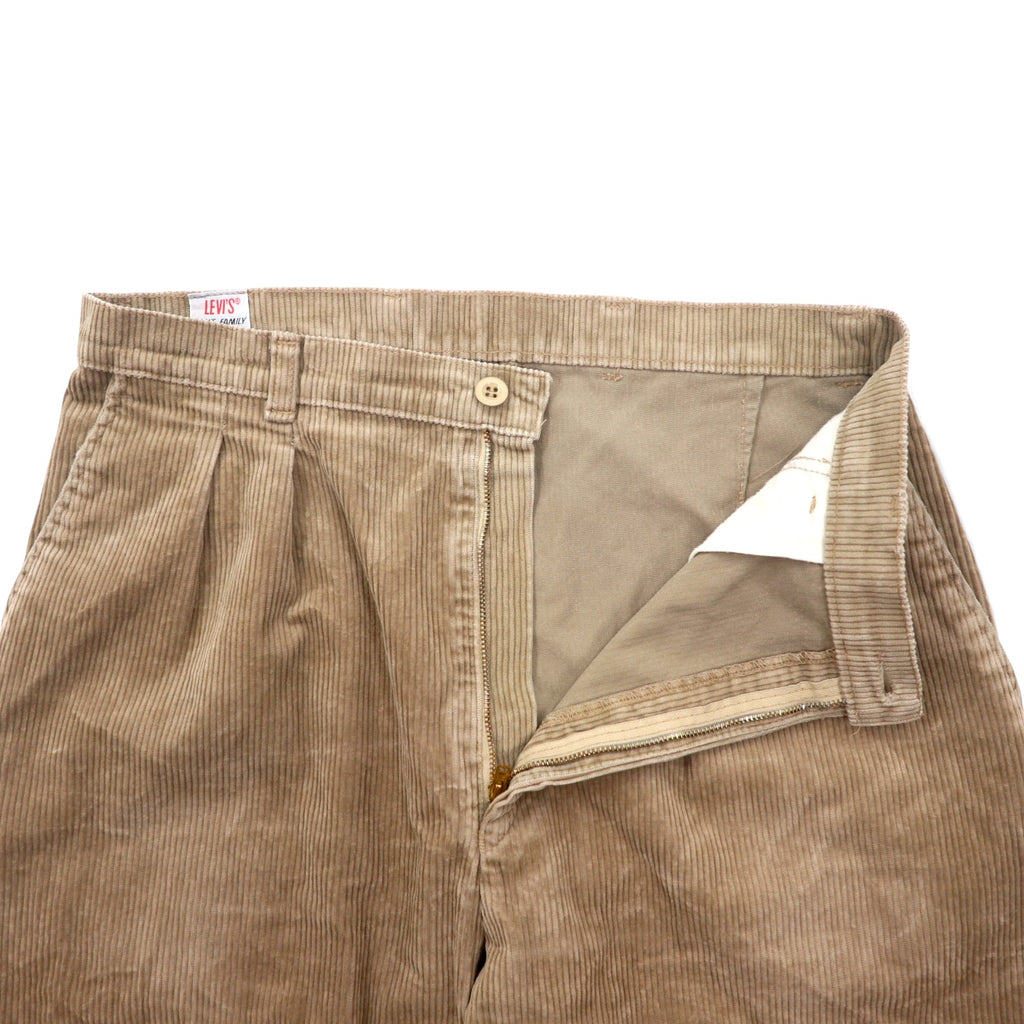 LEVI'S Made in England 90s Euro Tuck Wide Corduroy Pants Size 33 Beige Cotton PANT FAMILY 299 3484 4584