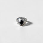 Vintage Silver College Ring 1984 Black Stone  College of Daido