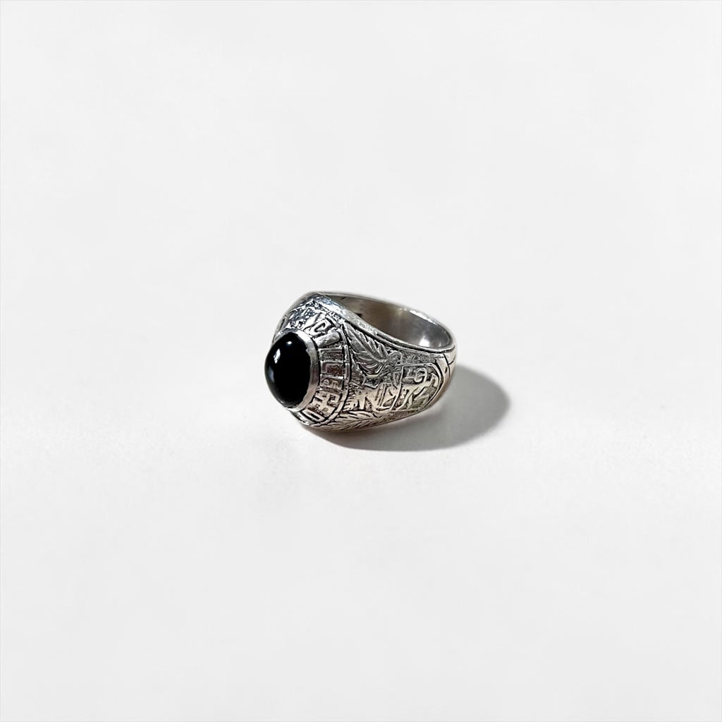 Vintage Silver College Ring 1984 Black Stone  College of Daido
