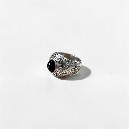 Vintage Silver College Ring 1984 Black Stone  College of Daido