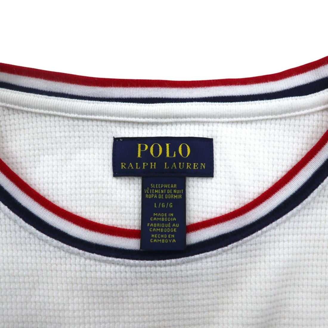 POLO RALPH LAUREN rib line thermal long sleeve T-shirt long TL white tricolor USA POLO stars and stripes