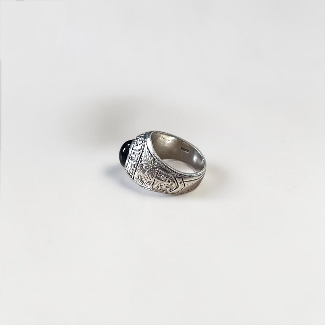 Vintage Silver College Ring 1984 Black Stone  College of Daido