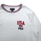 POLO RALPH LAUREN rib line thermal long sleeve T-shirt long TL white tricolor USA POLO stars and stripes