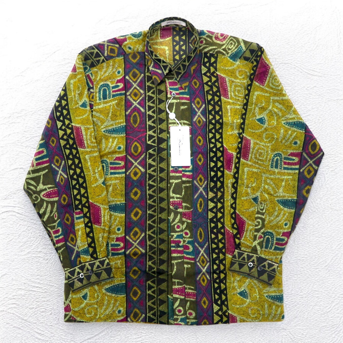 Vintage 90s Japan Made Native Shirt Roman Rominas 90s Retro All-over Print Poly Shirt M Multicolor Native Made in Japan Unused