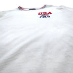 POLO RALPH LAUREN rib line thermal long sleeve T-shirt long TL white tricolor USA POLO stars and stripes