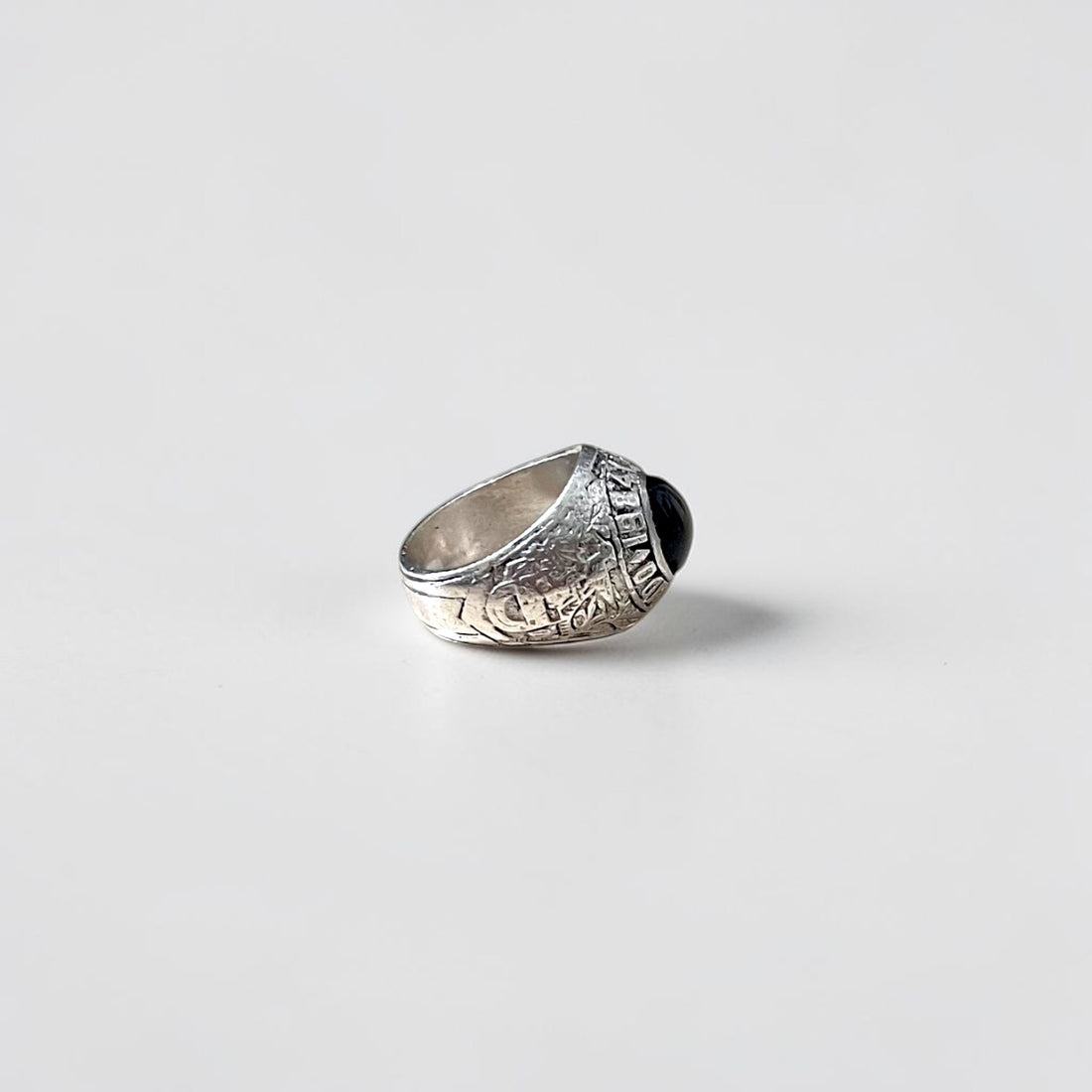 Vintage Silver College Ring 1984 Black Stone  College of Daido