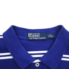 Polo by Ralph Lauren 90年代 ボーダー ポロシャツ M ブルー コットン 鹿の子 スモールポニー刺繍