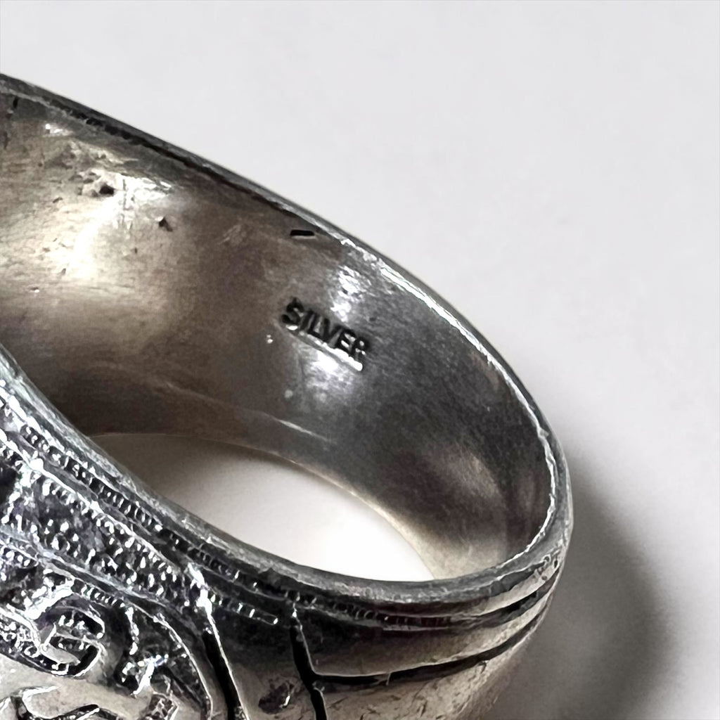 Vintage Silver College Ring 1984 Black Stone  College of Daido