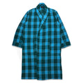 Sears 70s Gown Coat M Blue Check Cotton Polyester PERMA PREST