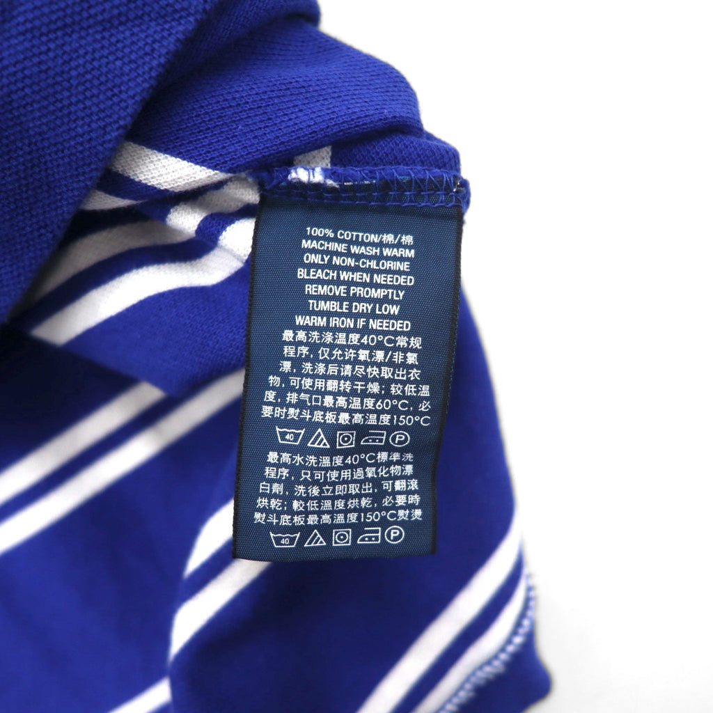 Polo by Ralph Lauren 90年代 ボーダー ポロシャツ M ブルー コットン 鹿の子 スモールポニー刺繍