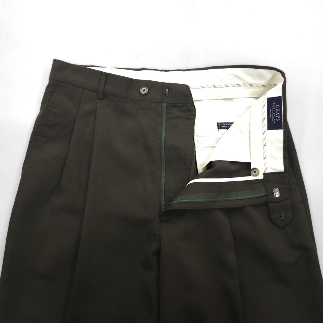 CHAPS RALPH LAUREN 90s 2-pleat wide-leg trousers, size L, khaki