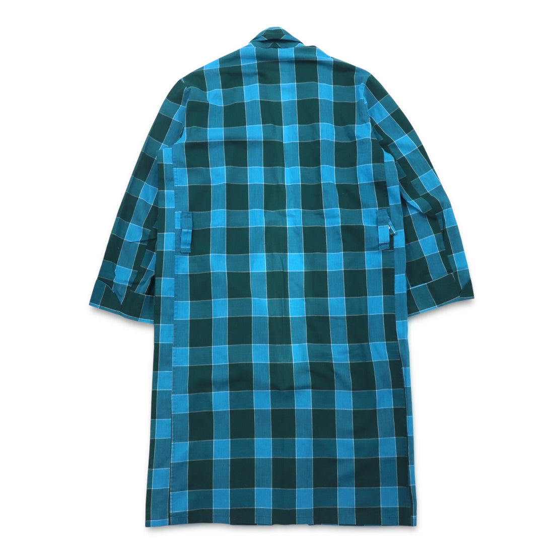 Sears 70s Gown Coat M Blue Check Cotton Polyester PERMA PREST