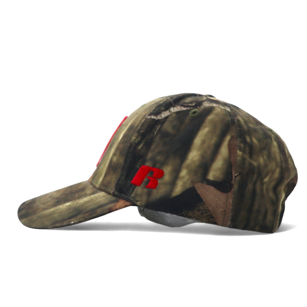 RUSSEL ATHLETIC REAL TREE CAMO 6 PANEL CAP ONE ADJUSTABLE KHAKI COTTON COLLEGE NEBRASKA