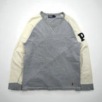 Polo Ralph Lauren 90年代 ライトウェイト 前V ラグラン スウェット トレーナー L グレー スモールポニー刺繡