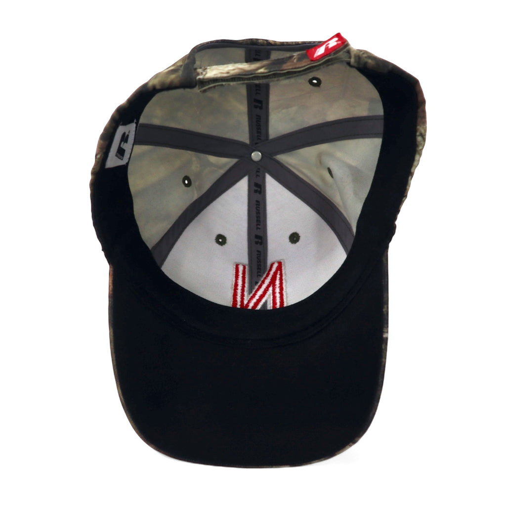 RUSSEL ATHLETIC REAL TREE CAMO 6 PANEL CAP ONE ADJUSTABLE KHAKI COTTON COLLEGE NEBRASKA
