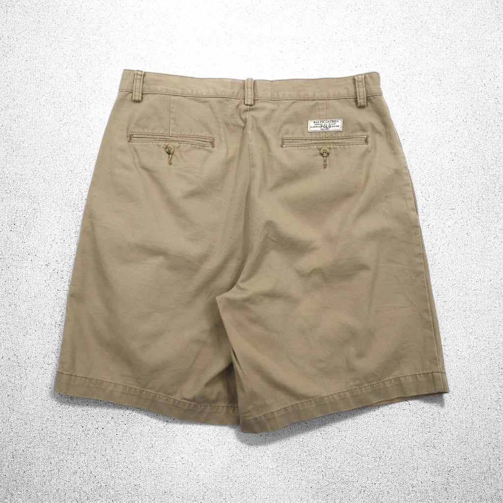 Polo by Ralph Lauren 90s Polo Chino TYLER SHORT 2-pleat shorts, half pants, M, beige, cotton