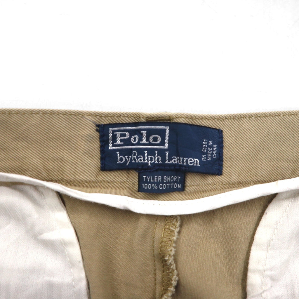 Polo by Ralph Lauren 90s Polo Chino TYLER SHORT 2-pleat shorts, half pants, M, beige, cotton