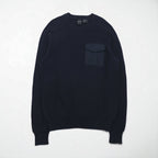 A|X ARMANI EXCHANGE Commando Sweater, Rib Knit, Size L, Navy, with Flap Chest Pocket