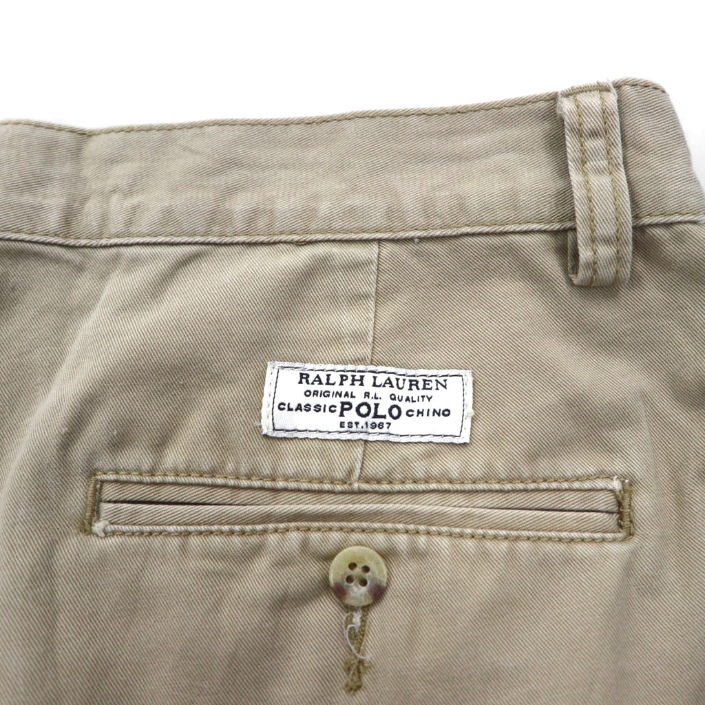 Polo by Ralph Lauren 90s Polo Chino TYLER SHORT 2-pleat shorts, half pants, M, beige, cotton