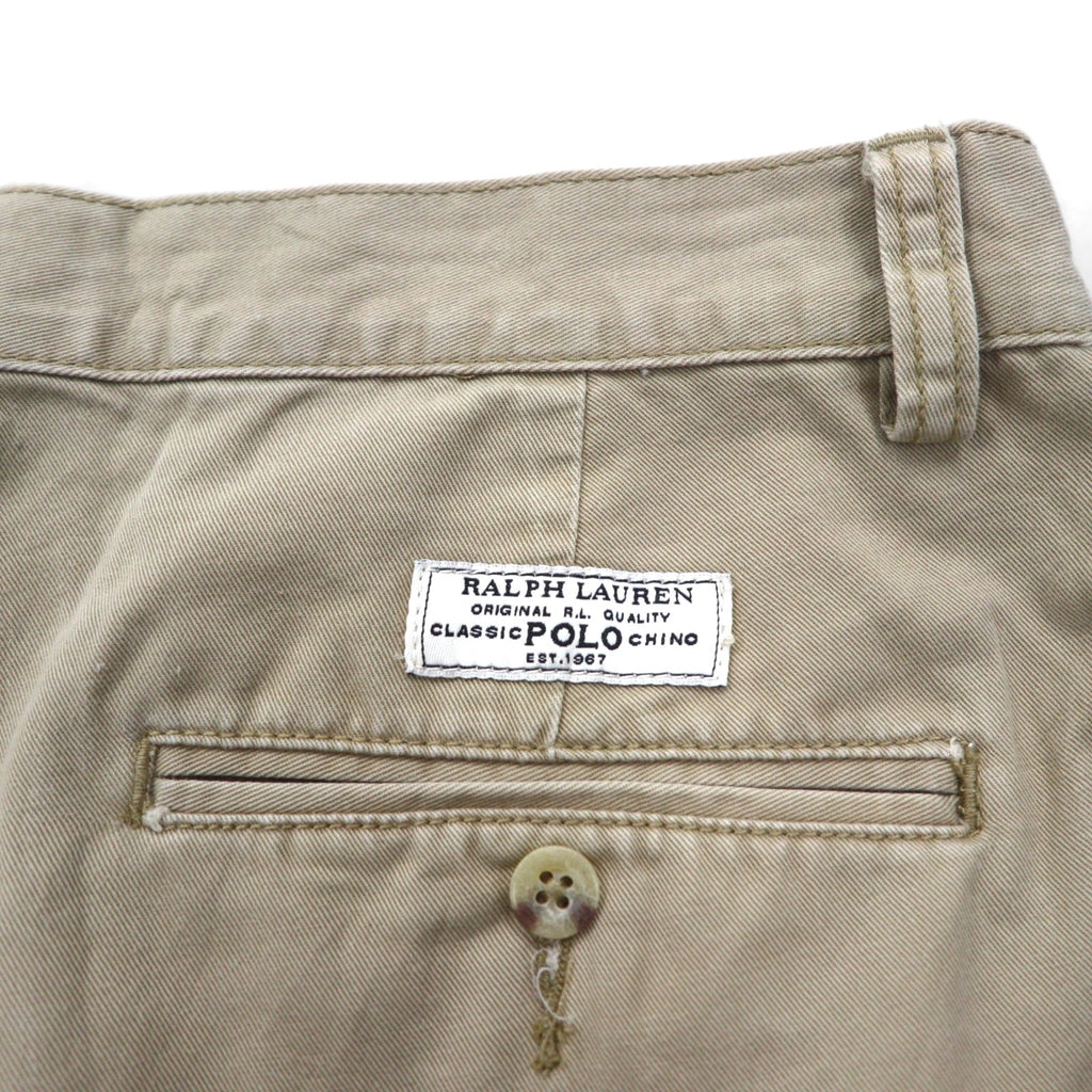 Polo by Ralph Lauren 90s Polo Chino TYLER SHORT 2-pleat shorts, half pants, M, beige, cotton