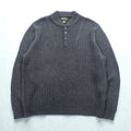 Eddie Bauer ヘンリーネック リブニット セーター L グレー コットン