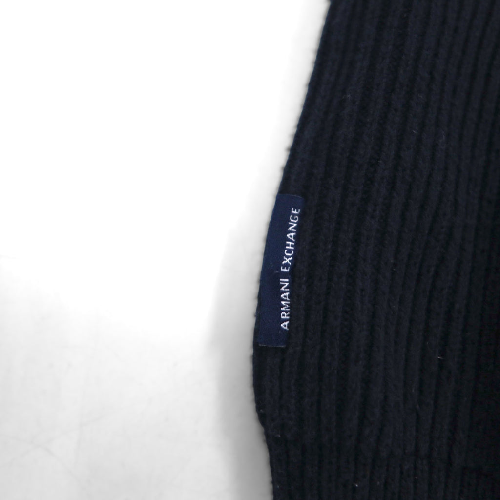 A|X ARMANI EXCHANGE Commando Sweater, Rib Knit, Size L, Navy, with Flap Chest Pocket