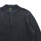 Eddie Bauer ヘンリーネック リブニット セーター L グレー コットン