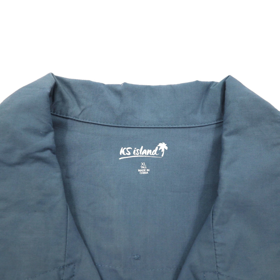 KS island open collar Cuban shirt XL grey polyester cotton embroidery