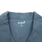 KS island open collar Cuban shirt XL grey polyester cotton embroidery