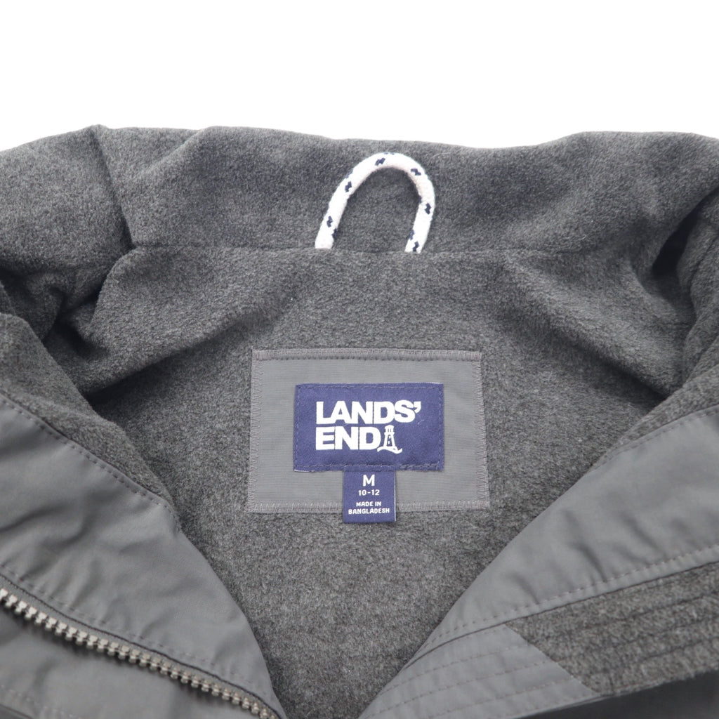 LANDS'END fleece lined shell jacket nylon jacket M grey nylon drawcord waterproof OEKO-TEX