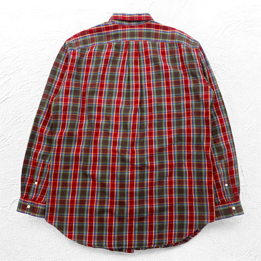 Ralph Lauren 90s Button-down Shirt L TALL Red Check Small Pony Embroidery Big Size