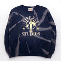 90s UNIVERSAL STUDIOS Tie-dye Embroidered Sweatshirt L Navy Fleece Lining