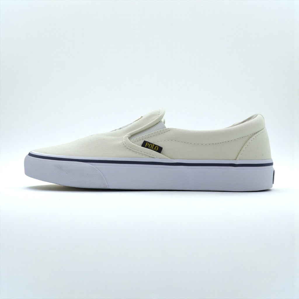 Polo Ralph Lauren ポロベア スリッポン ローカットスニーカー 26cm ホワイト キャンバス KEATON 未使用品