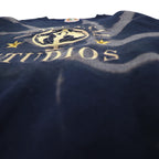 90s UNIVERSAL STUDIOS Tie-dye Embroidered Sweatshirt L Navy Fleece Lining