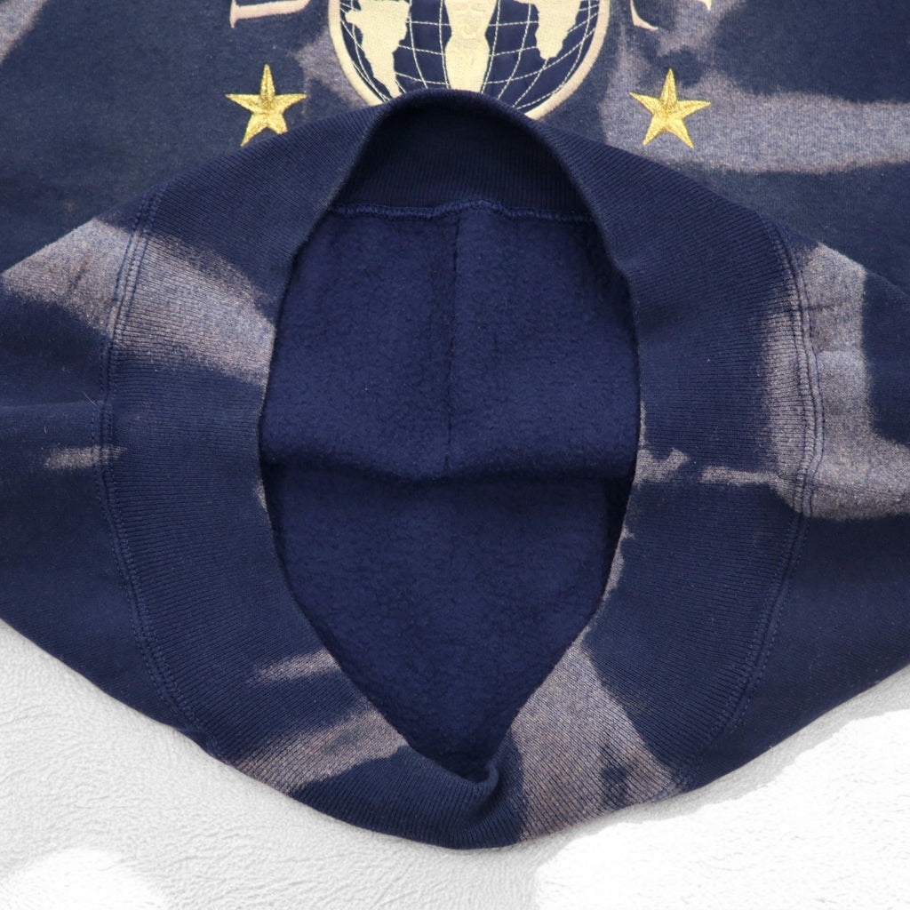 90s UNIVERSAL STUDIOS Tie-dye Embroidered Sweatshirt L Navy Fleece Lining