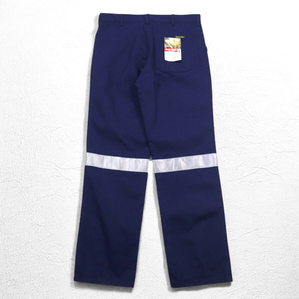 Hard Yakka Reflector Tuck Work Pants L Navy Cotton 3M Scotchlite Unused