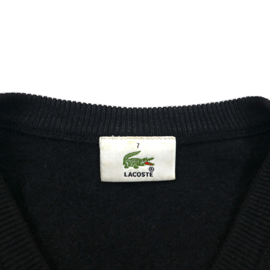 LACOSTE V-neck knit sweater, XL, gray wool, one-point logo.