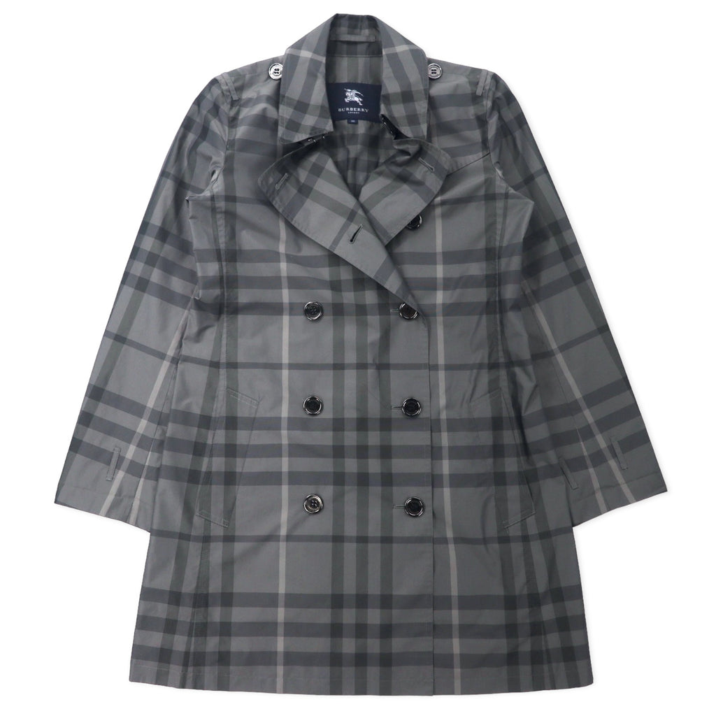 日本然リトテ-古着オンライン-BURBERRY ノバチェック トレンチコート 38 グレー ポリエステル 日本製-BURBERRY CHECKED COAT 38 Gray Polyester Japan MADE