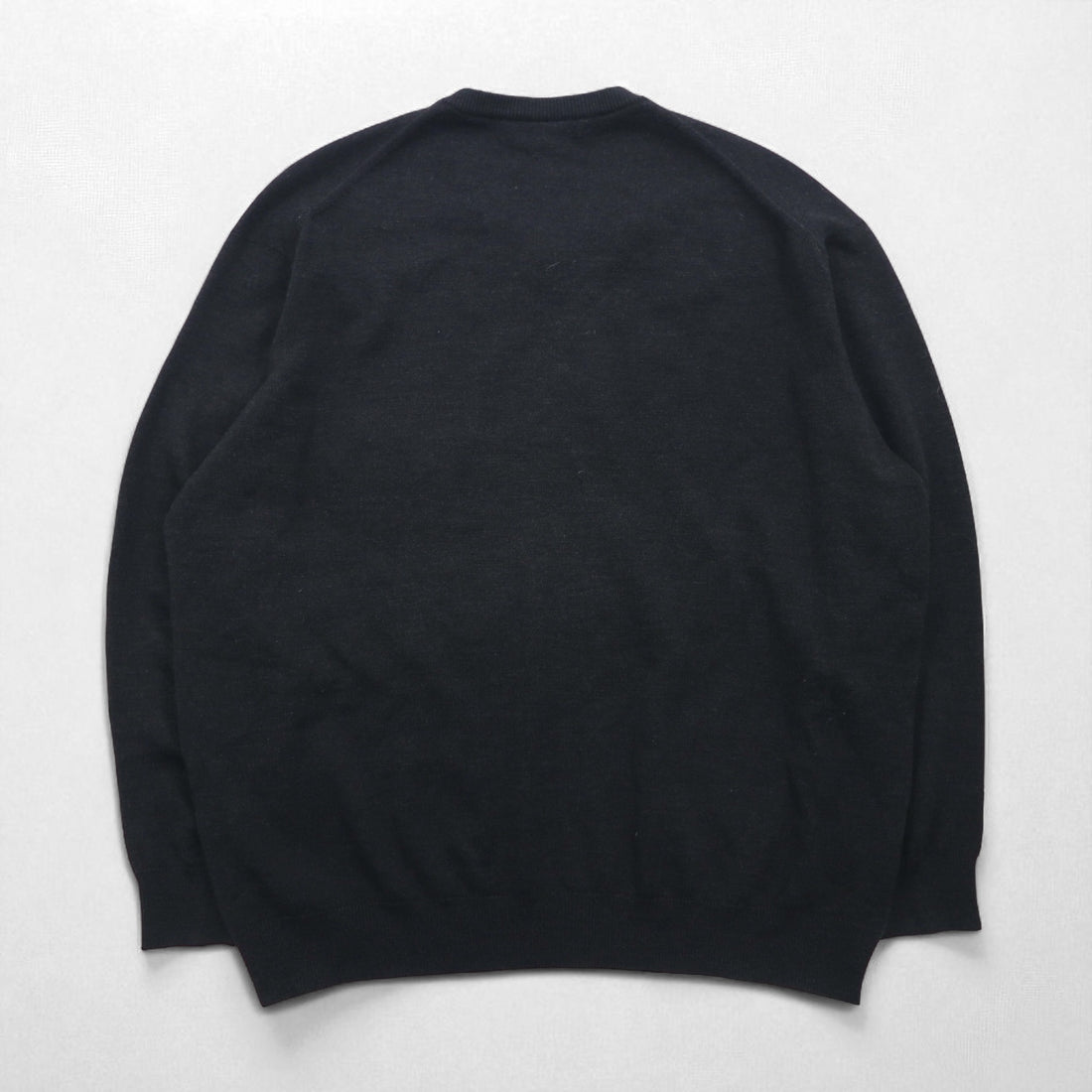 LACOSTE V-neck knit sweater, XL, gray wool, one-point logo.