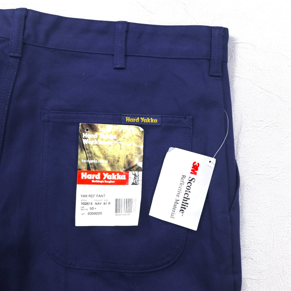 Hard Yakka Reflector Tuck Work Pants L Navy Cotton 3M Scotchlite Unused