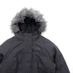 THE NORTH FACE マウンテン ダウンコート M グレー HYVENT 防水 ファー着脱式 ベルト付き グースダウン