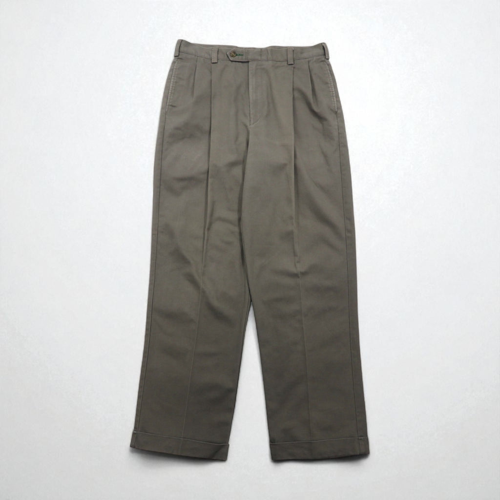 TOMMY HILFIGER 90s 2-pleat wide-leg chino pants, size L, beige cotton, pleated, center crease