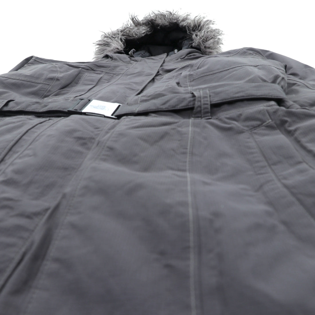 THE NORTH FACE マウンテン ダウンコート M グレー HYVENT 防水 ファー着脱式 ベルト付き グースダウン