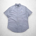 Ralph Lauren 90s Short Sleeve Oxford Button Down Shirt L Blue Small Pony Embroidery