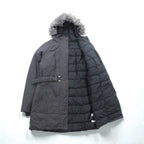THE NORTH FACE マウンテン ダウンコート M グレー HYVENT 防水 ファー着脱式 ベルト付き グースダウン
