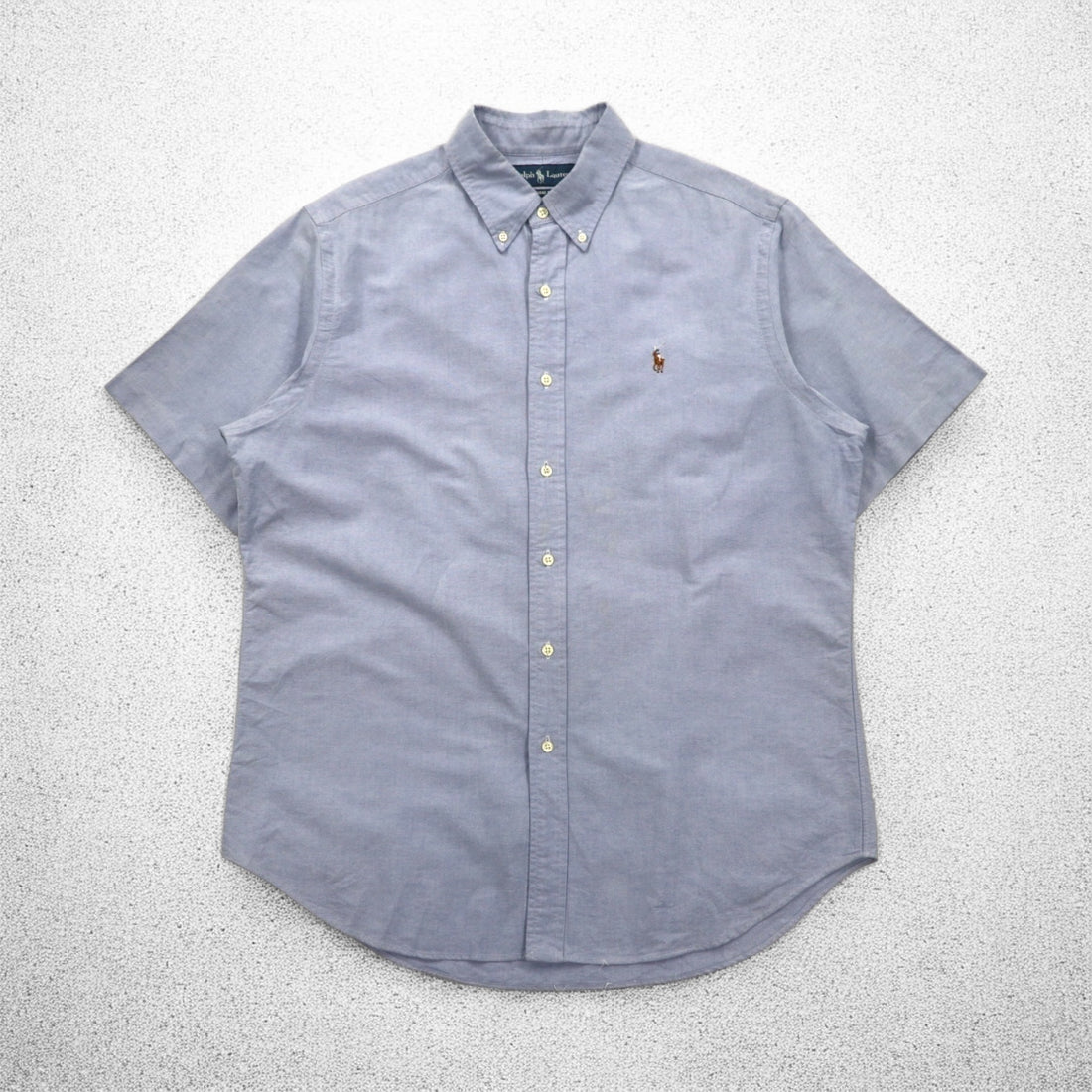 Ralph Lauren 90s Short Sleeve Oxford Button Down Shirt L Blue Small Pony Embroidery