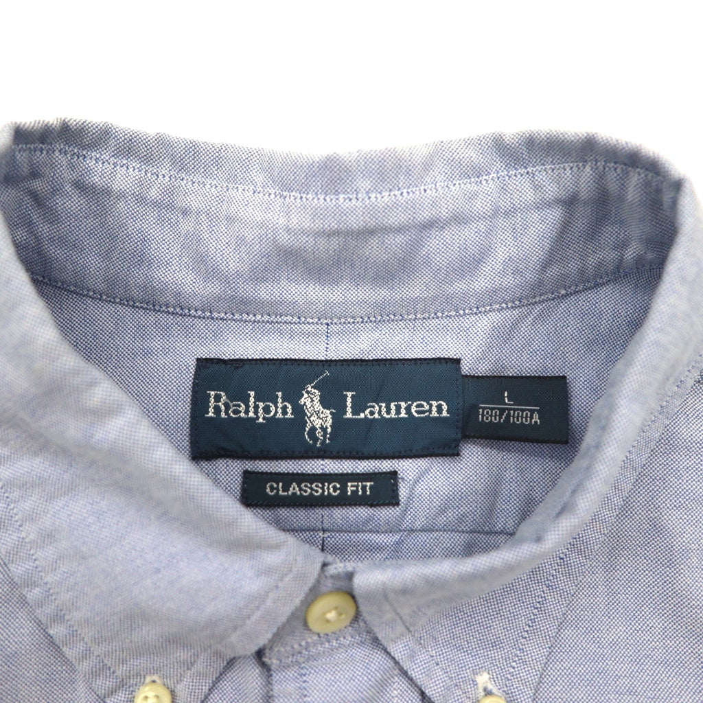 Ralph Lauren 90s Short Sleeve Oxford Button Down Shirt L Blue Small Pony Embroidery