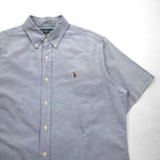 Ralph Lauren 90s Short Sleeve Oxford Button Down Shirt L Blue Small Pony Embroidery